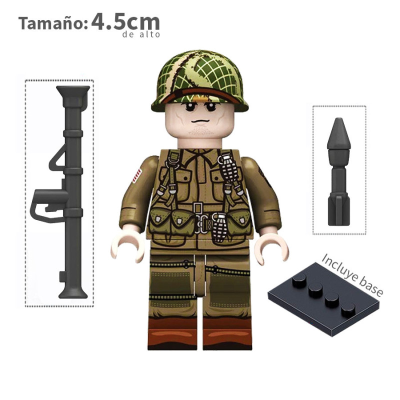 Soldado estadounidense - 101ST- Bazooka M1A1 - WWII - Soldados - Minifigura