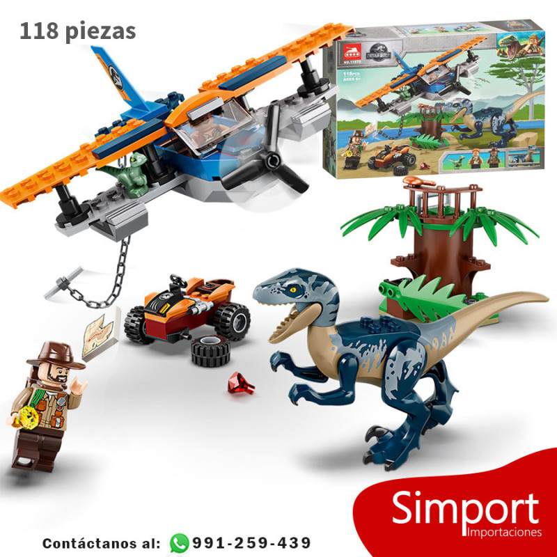 Velociraptor misión de rescate en avioneta - Jurassic World  - 118 piezas