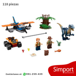 Velociraptor misión de rescate en avioneta - Jurassic World  - 118 piezas