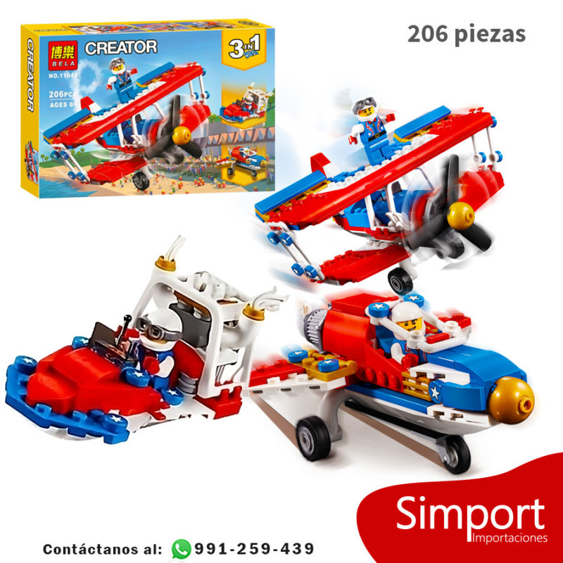 3 en 1 Valiente avion acrobatico - 206 Piezas - Creator
