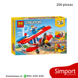3 en 1 Valiente avion acrobatico - 206 Piezas - Creator